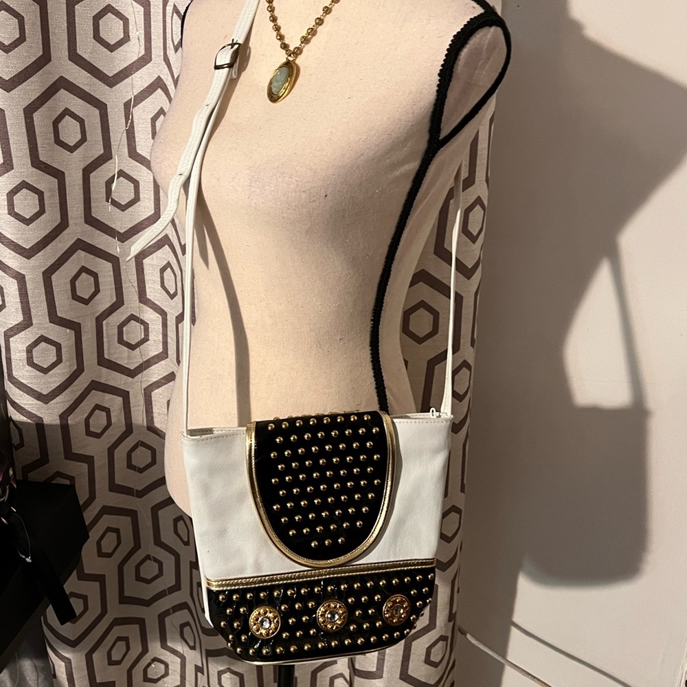 80s leather studded crossbody bag